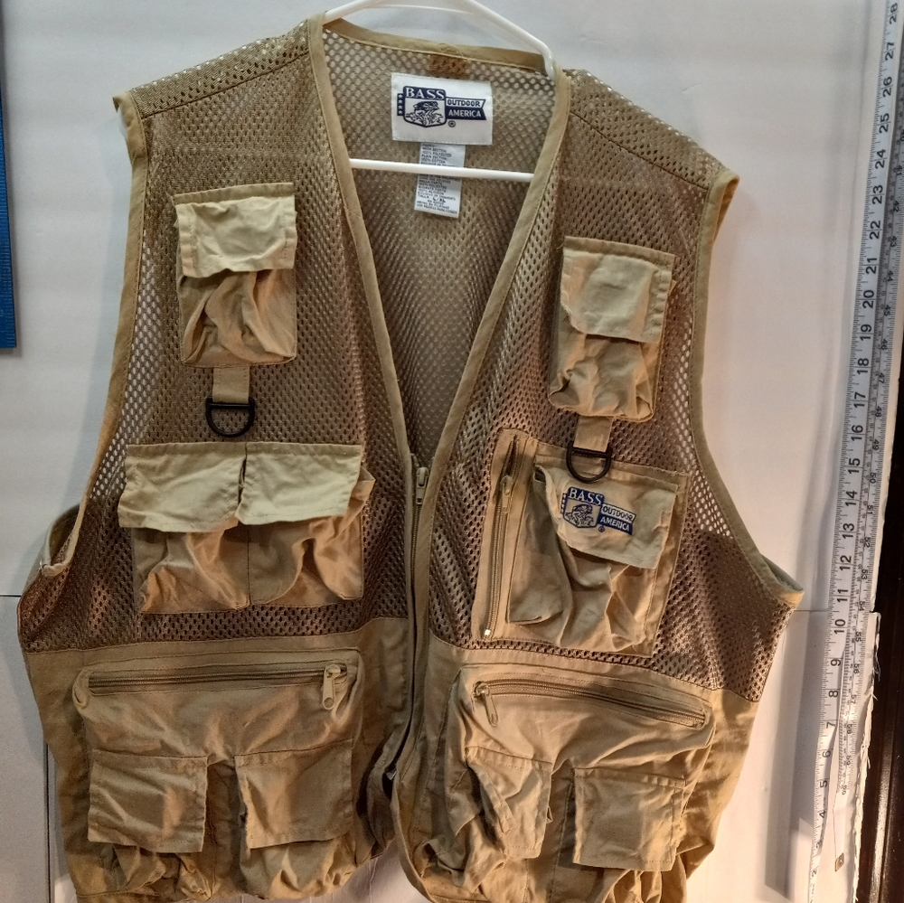 Bass Outdoor America Mesh Ammo Tactical Hunting Hiking Beige L/XL Fishing Vest